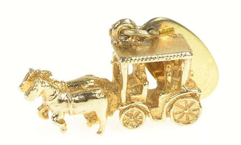 Sterling Silver 3D Carriage Mackinac Island Michigan Charm/Pendant