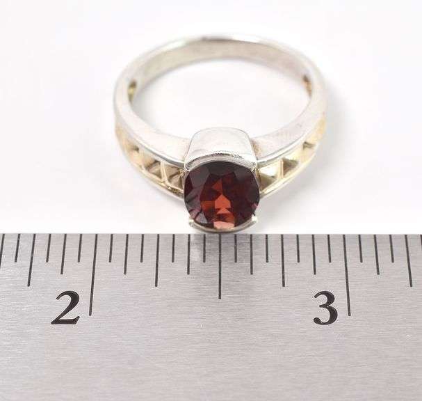 Sterling Silver Red Garnet Gemstone Ring
