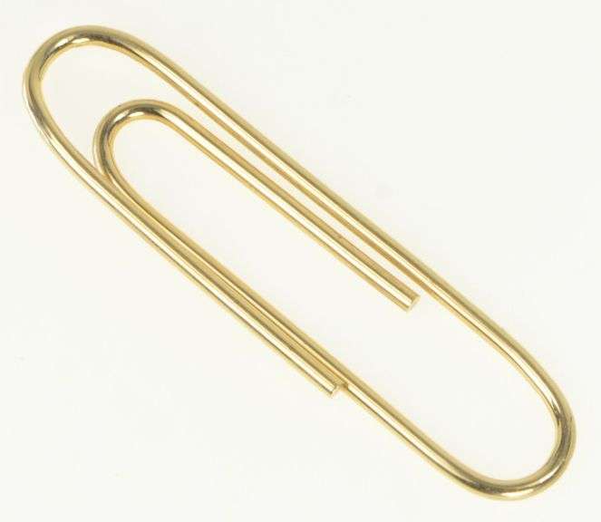 14K Yellow Gold Paperclip Novelty Desk Stationary Pendant