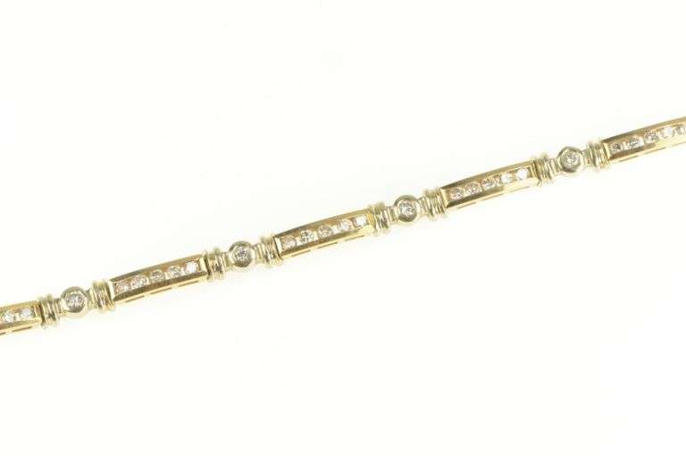 14K Yellow Gold 2.00 Ctw Diamond Squared Classic Tennis Bracelet