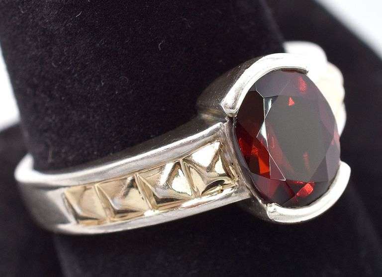 Sterling Silver Red Garnet Gemstone Ring