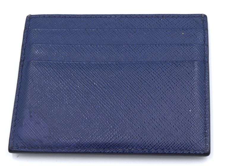 Prada navy blue Saffiano leather card holder