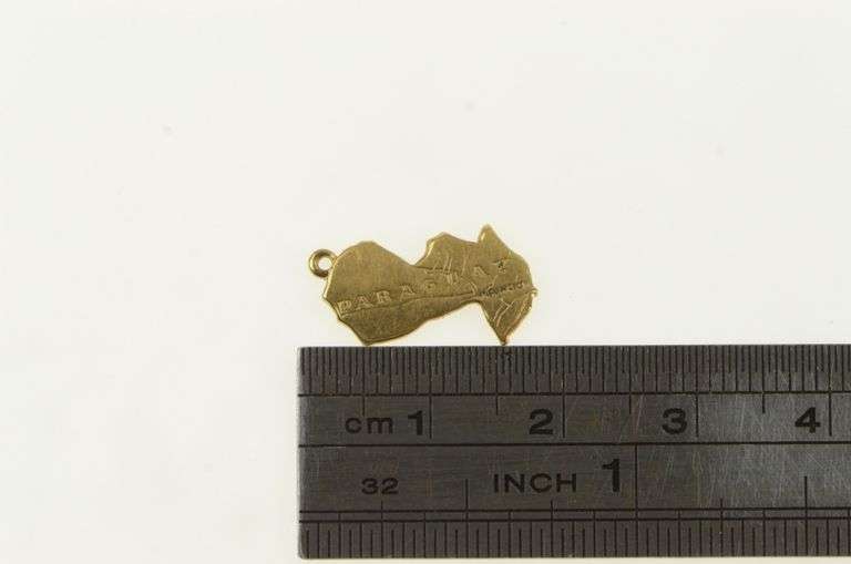 18K Yellow Gold Paraguay Country Travel Souvenir Map Charm/Pendant