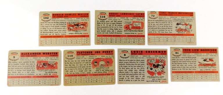 7 Topps 1956 Football Cards