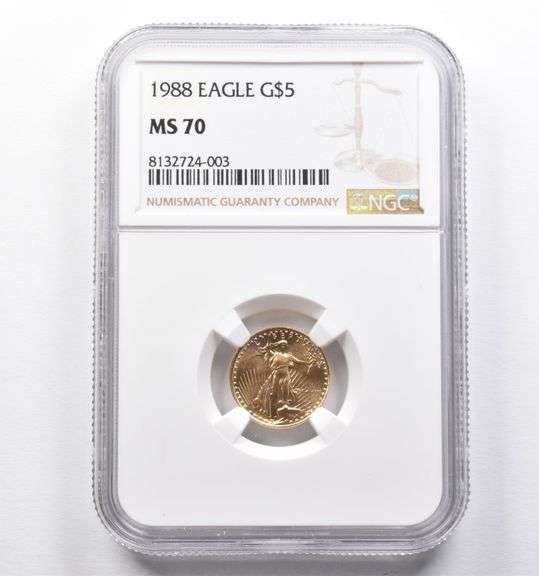 MS70 1988 $5 American Gold Eagle 1/10 Oz Gold NGC