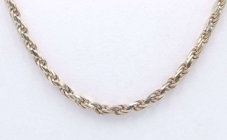 Italian vintage 925 sterling silver rope chain necklace