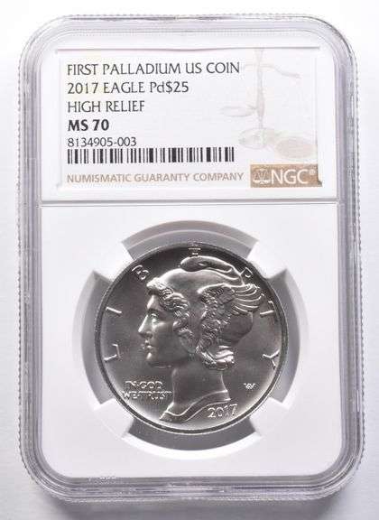 MS70 2017 $25 American Palladium Eagle High Relief 1 Oz Palladium NGC