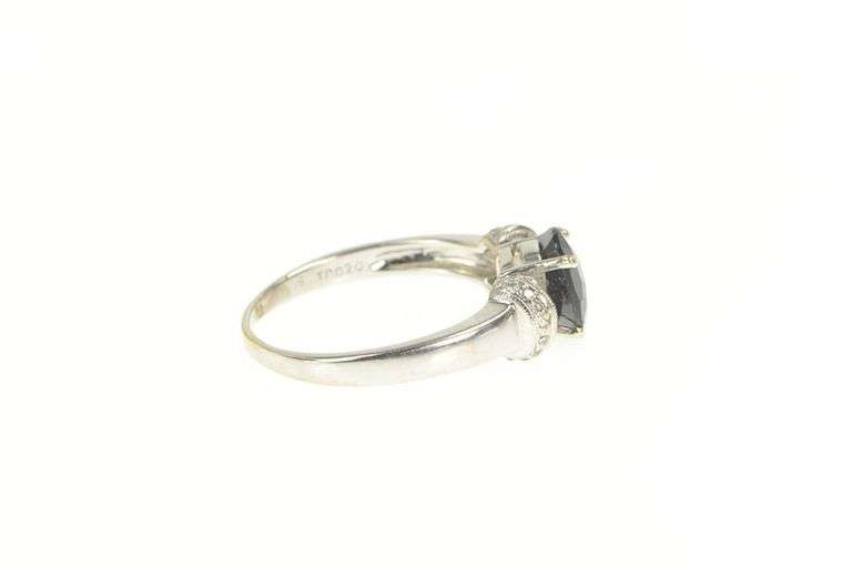 18K White Gold 2.00 Ctw Black Tourmaline Diamond Statement Ring