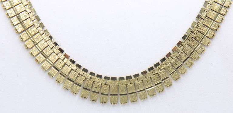 14kt Yellow gold brushed and high polished Cleopatra necklace