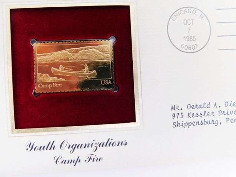 9 - 1st Day Issue Covers w/22KT Gold Stamps