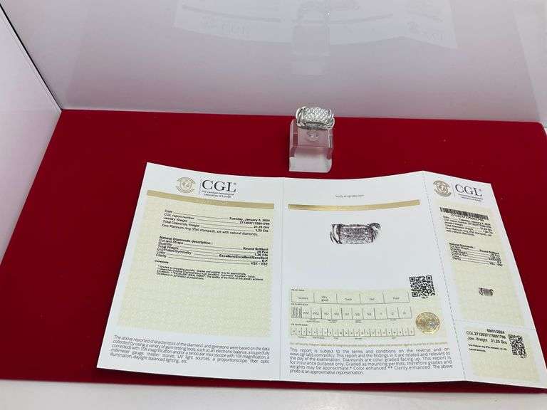 CERTIFIED PLATINUM DIAMOND RING / BAND. 1.20 CARAT