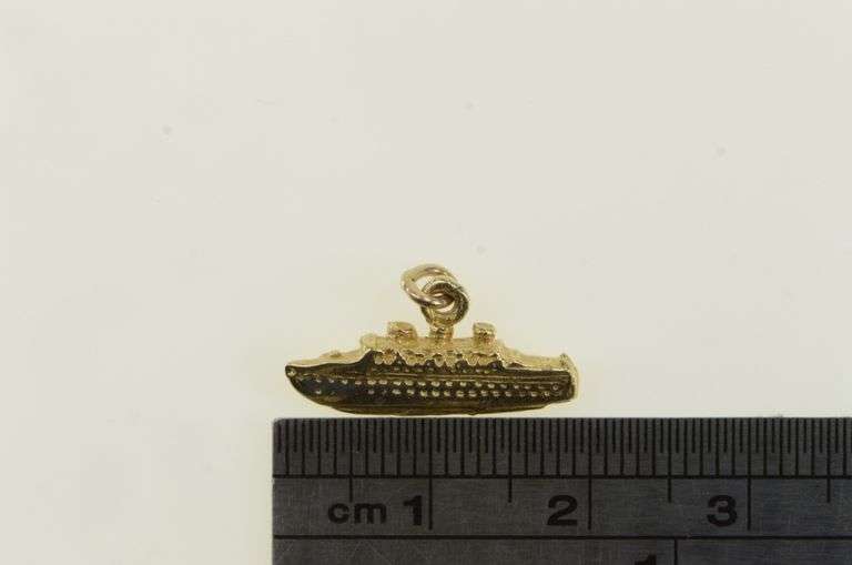 14K Yellow Gold 3D Boat Cruise Ship Liner Travel Charm/Pendant