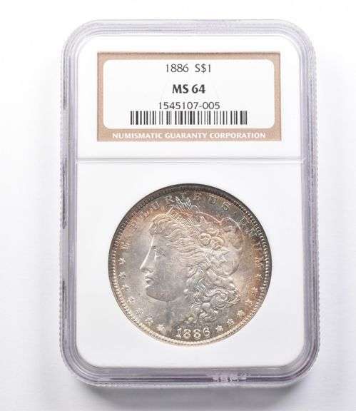 MS64 1886 Morgan Silver Dollar NGC Beautifully Toned