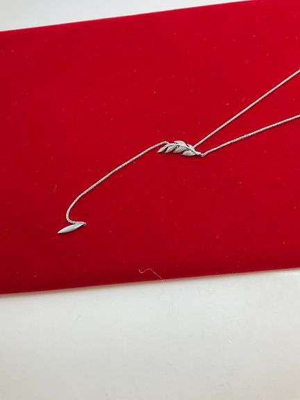 CERTIFIED BRAND NEW 14K WHITE GOLD DIAMOND BOLO NECKLACE