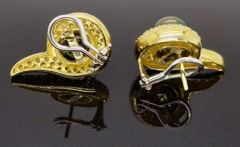 Pearl & Diamond Omega Back Earrings