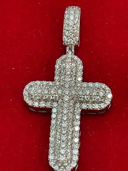 CERTIFIED BRAND NEW 14K DIAMOND CROSS PENDANT 4.55 CARATS.