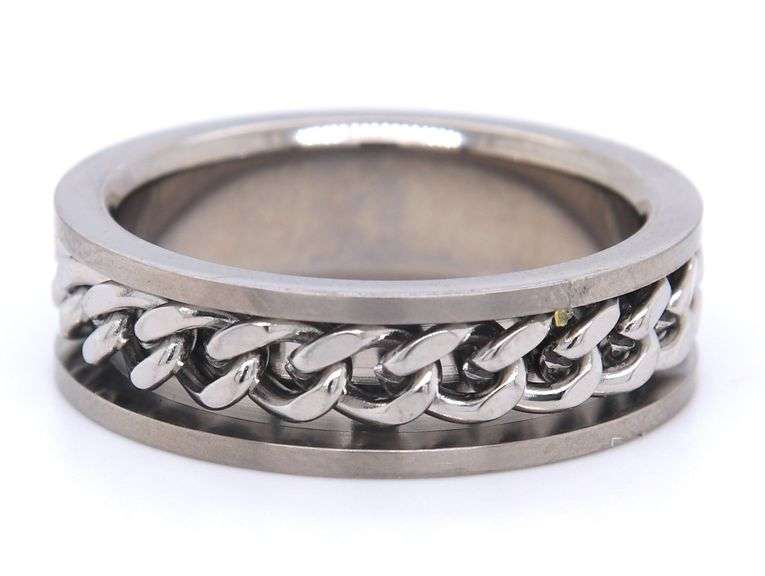 Chisel brushed 7mm chain inlay band