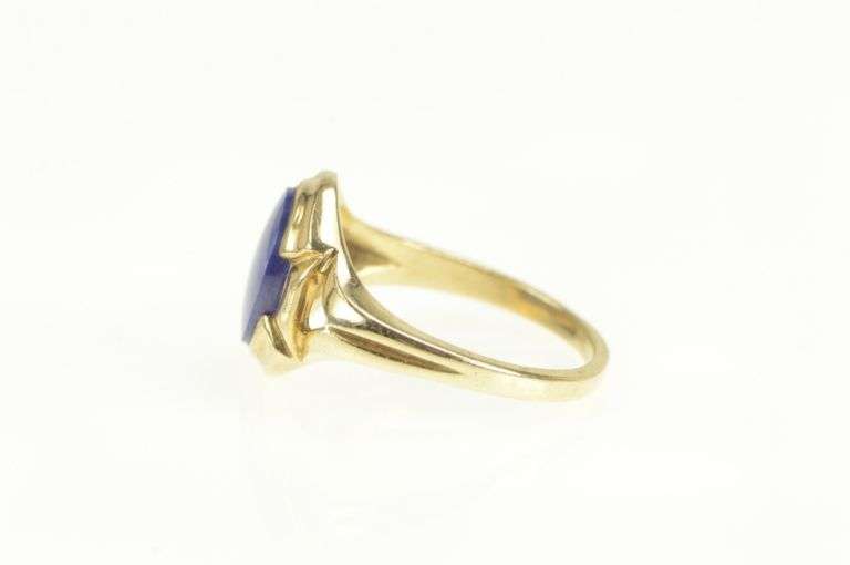 10K Yellow Gold Retro Synthetic Blue Star Sapphire Ring