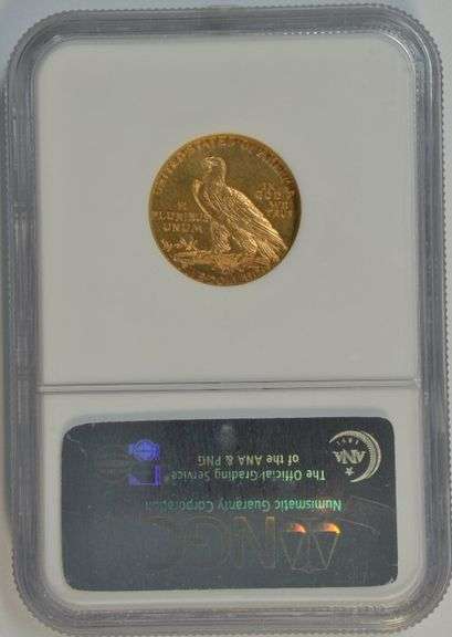 Fully struck Choice BU 1909-D $5 Indian Gold Piece. NGC MS62