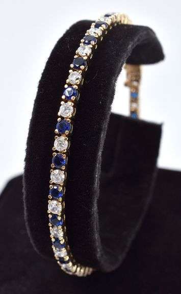 Dazzling Vermeil Silver White and Blue CZ Tennis Bracelet