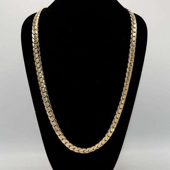 Huge 160.5 Grams MLB 14 Kt Gold Plate Cuban Link Chain