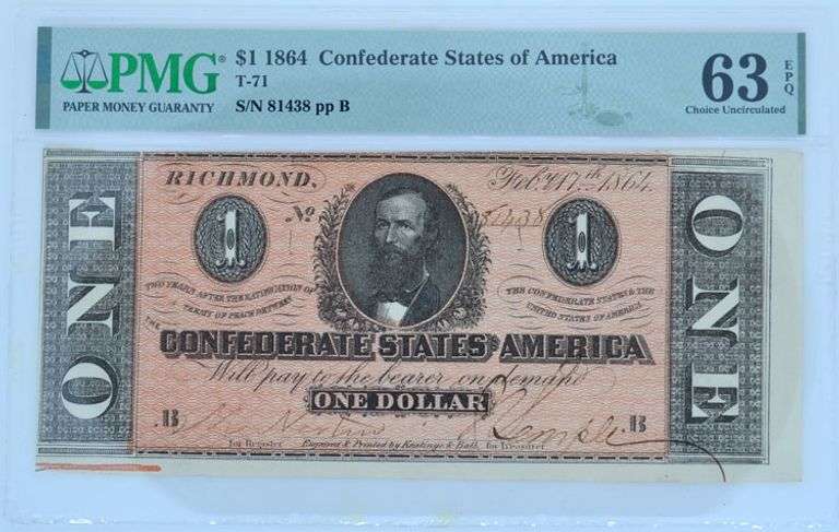 Confederate Note Lot, 1864 $1 & $2 Notes.