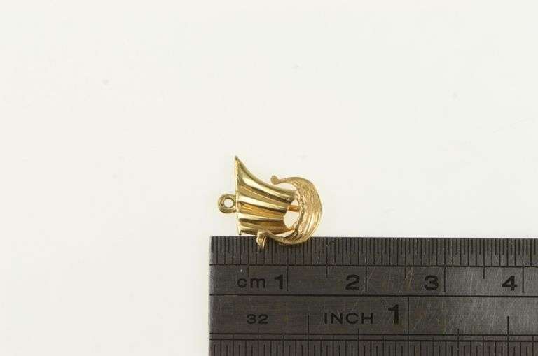 18K Yellow Gold 3D Viking Ship Sail Boat Vintage Charm/Pendant