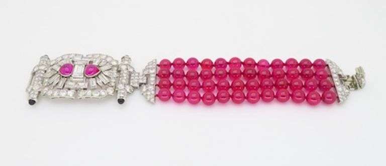 Art Deco 18.04CTW Diamond & Ruby Bracelet