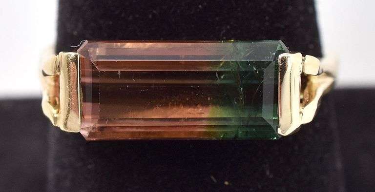 Mystic 14K Yellow Gold Approx. 4.07CTS Watermelon Tourmaline Ring