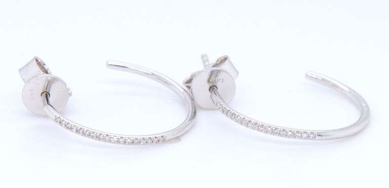 14kt White gold diamond hoops