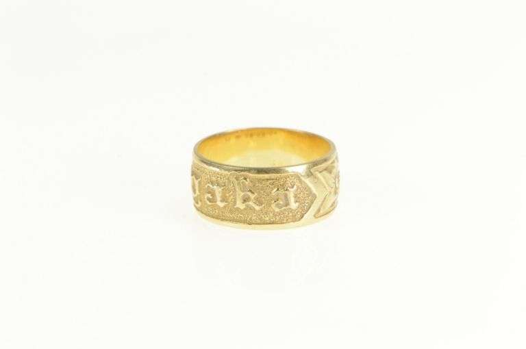 14K Yellow Gold Topaka Ornate Floral Pattern Polynesian Name Ring