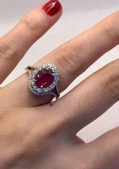 MESMERIZING 18K WHITE GOLD PAVE DIAMOND RUBY RING