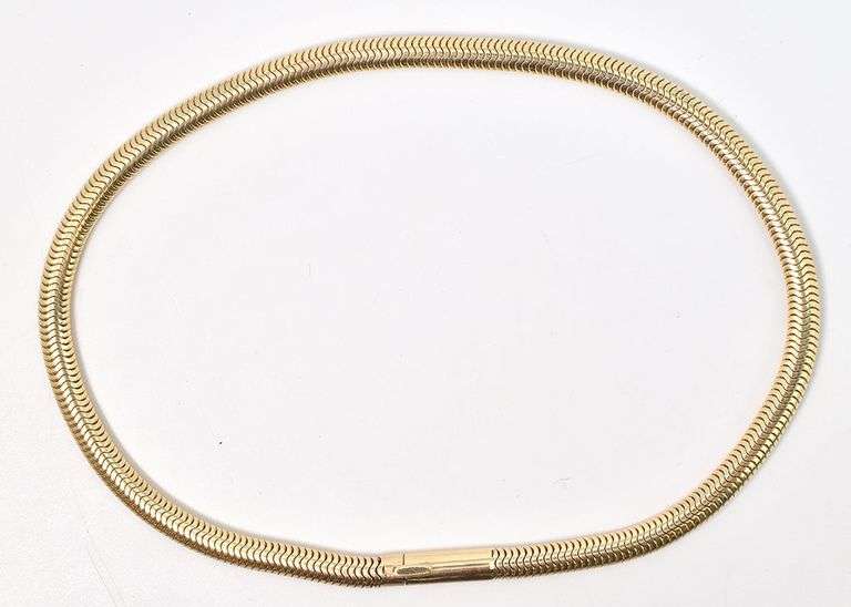 Wonderful 14K Yellow Gold Herringbone Chocker Necklace