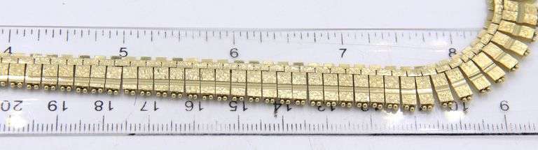 14kt Yellow gold brushed and high polished Cleopatra necklace