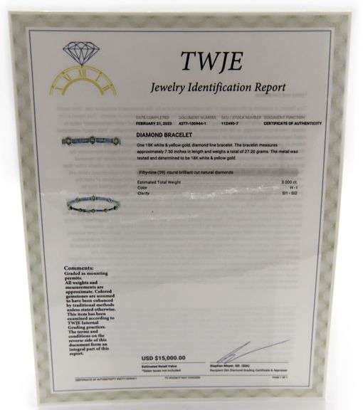 3.00ctw Round Diamond Hexagon Station Link Bracelet in 18K