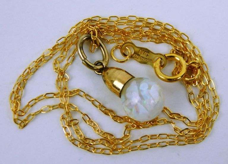 Vintage Gold Filled Floating Opal Necklace