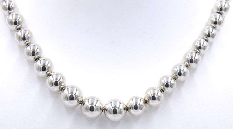Tiffany & Co Graduated silver bead necklace