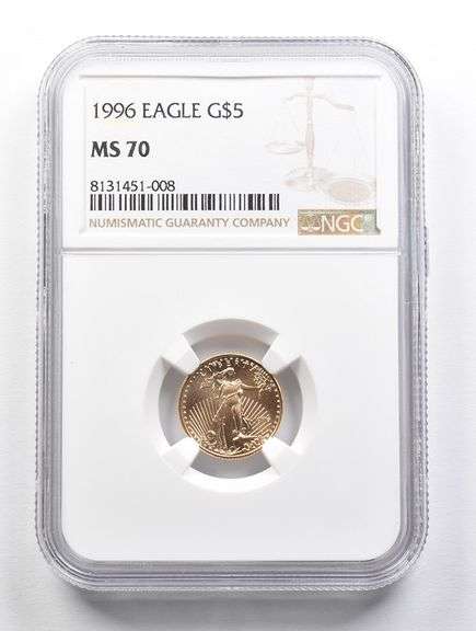 MS70 1996 $5 American Gold Eagle 1/10 Oz Gold NGC