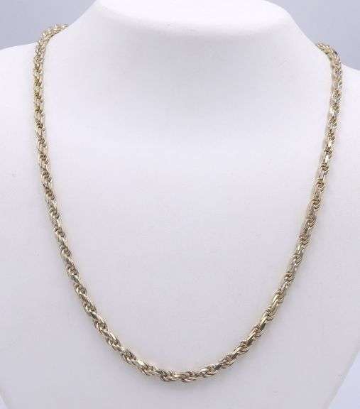 Italian vintage 925 sterling silver rope chain necklace