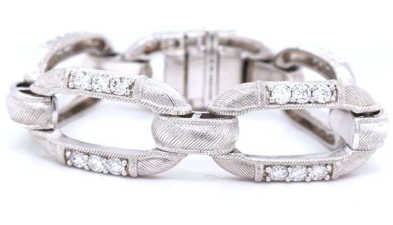 Judith Ripka diamond link bracelet in sterling silver