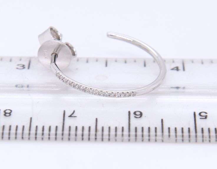 14kt White gold diamond hoops