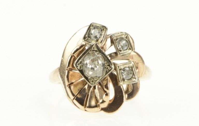 14K Yellow Gold 0.39 Ctw Old Mine Cut Diamond Engagement Ring