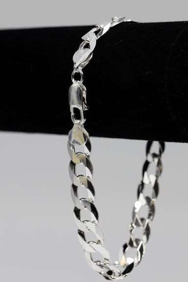 Men's 10mm Solid .925 Sterling Silver Flat Curb Chain Link Italy Bracelet 8"