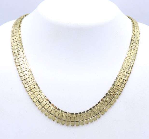 14kt Yellow gold brushed and high polished Cleopatra necklace