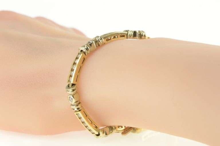 14K Yellow Gold 2.00 Ctw Diamond Squared Classic Tennis Bracelet
