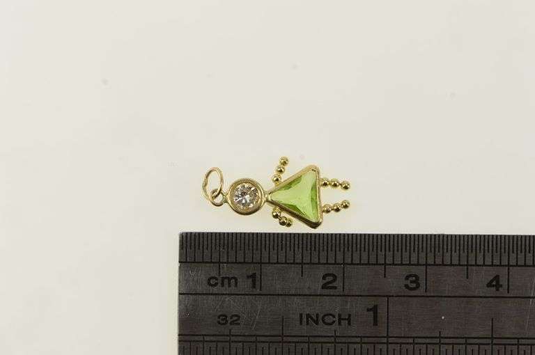 14K Yellow Gold August Birthstone Baby Sim. Peridot CZ Charm/Pendant
