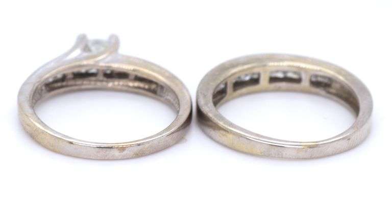 14kt White gold 0.90ctw princess cut channel set wedding set