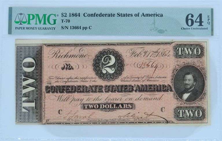Confederate Note Lot, 1864 $1 & $2 Notes.