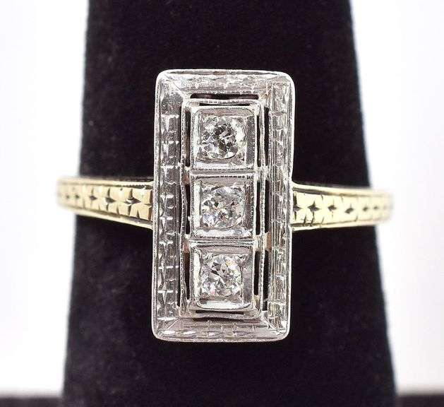 Fantastic Vintage 14K Yellow and White Gold Diamond Ring