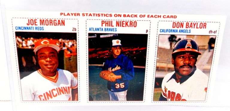 3 Baseball Cards on 1 Uncut Sheet